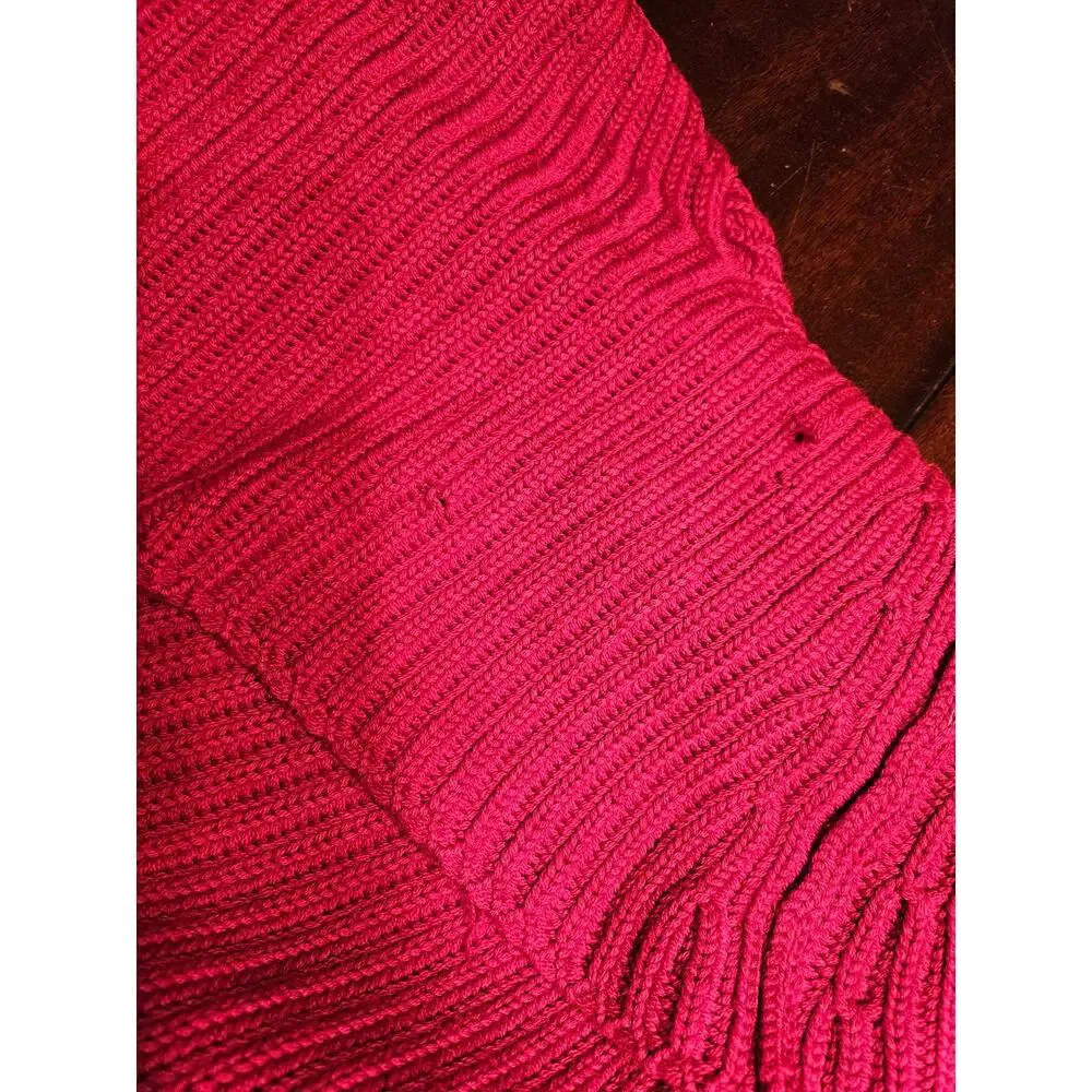Eileen Fisher Raspberry Red Open-Front Ribbed Knit Cardigan - Picture 11 of 16